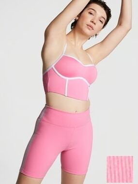 PINK Victoria's Secret Pink Longline Bustier Bralette with White Trim